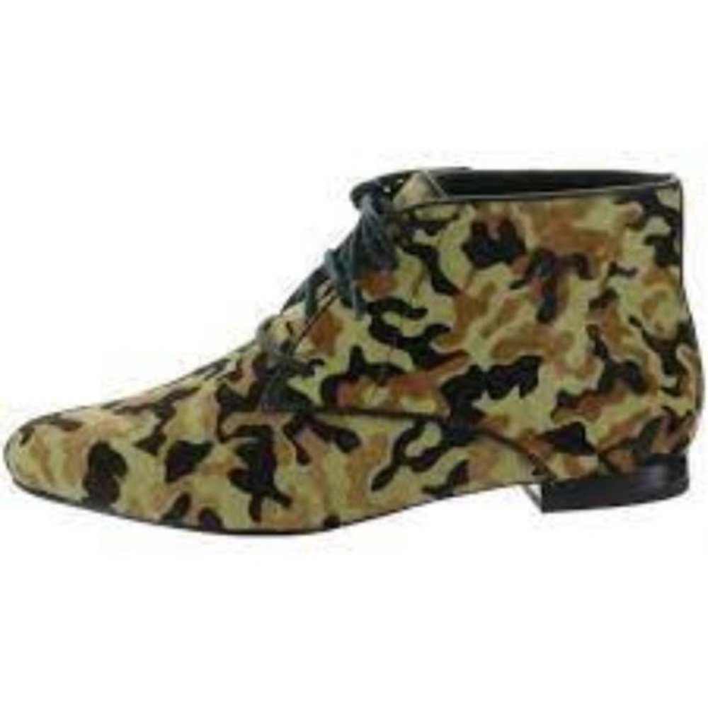 LOGO by Lori Goldstein Adrienne Camo Pony Hair Lace Up Ankle Booties